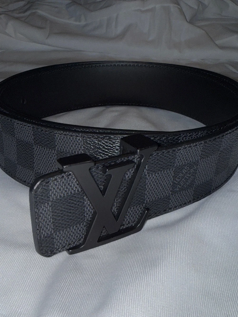 Louis Vuitton Black Damier Graphite Belt with Black LV Buckle.Size 100/40